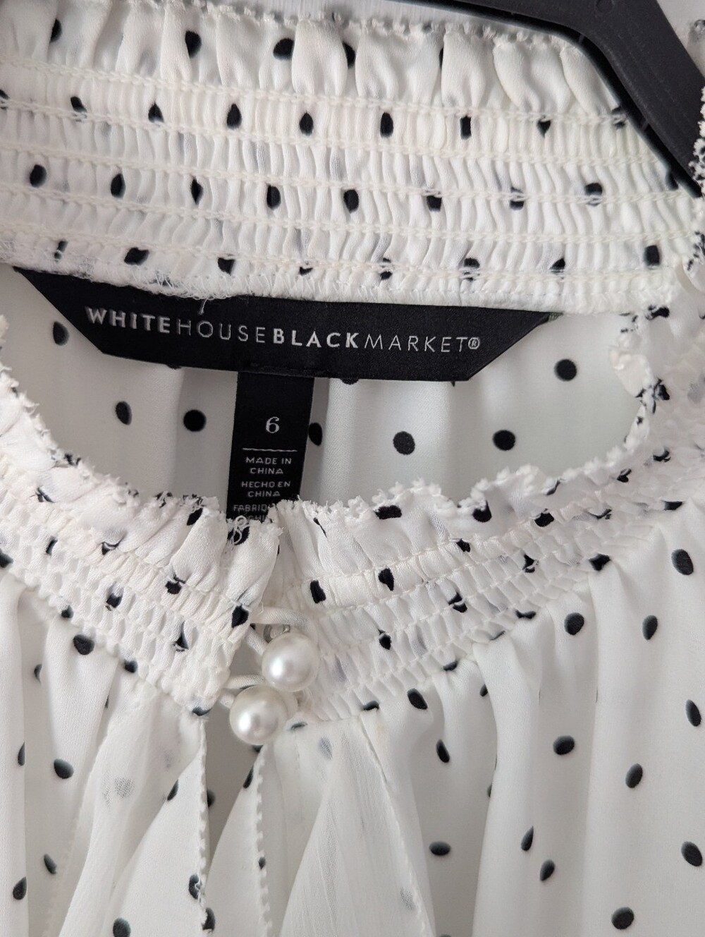 White House Black Market Office Siren Polka Dot Blouse Size 6 - Picture 4 of 10